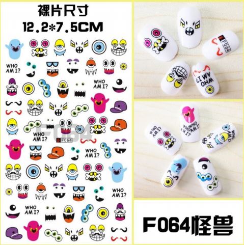 Nail Sticker - Design EC064 - Cartoon Faces