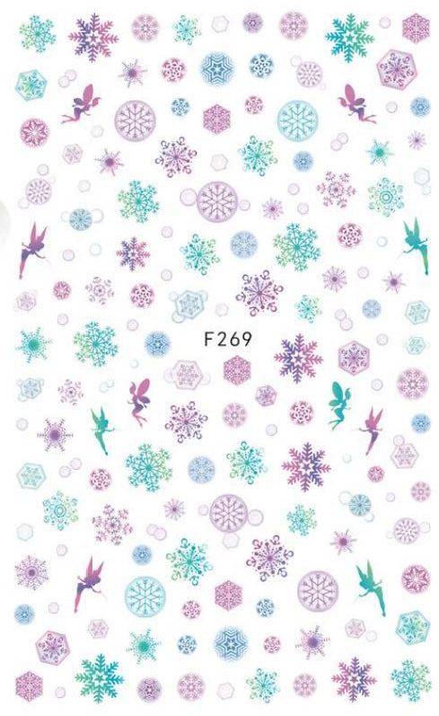 Nail Sticker - Design F269 Pastel Snowflakes