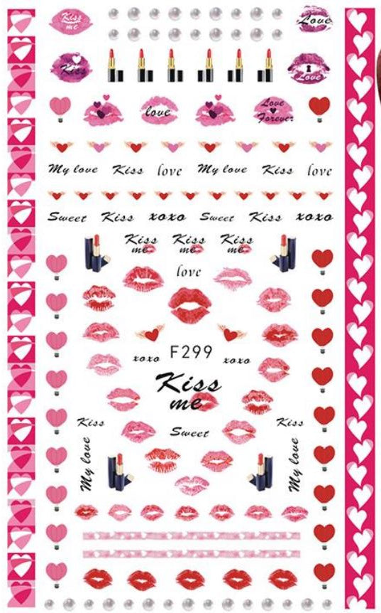 Nail Sticker - Design F299 Kisses