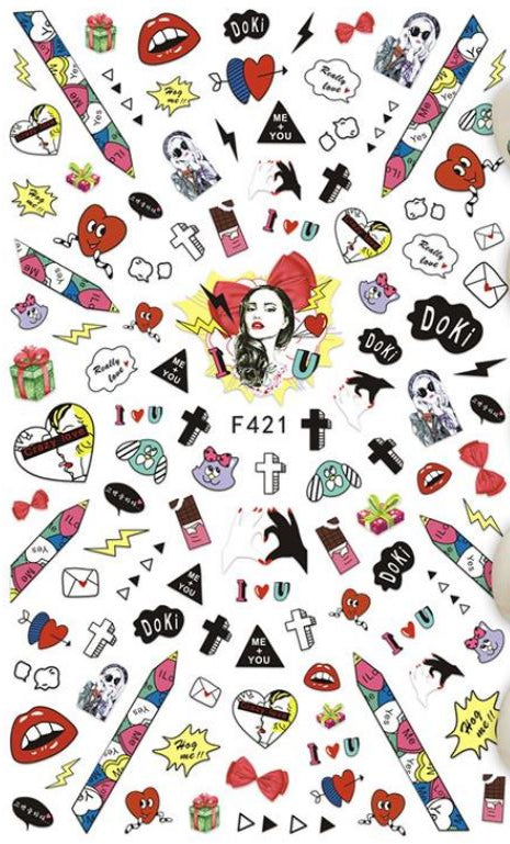 Nail Sticker - Design F421 Pop Art