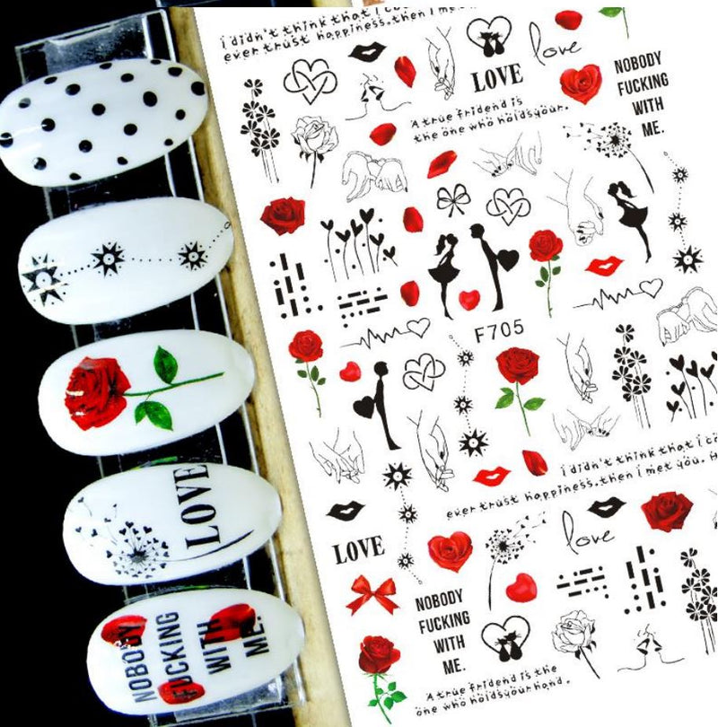 Nail Sticker - Design F705 Valentines Lovers