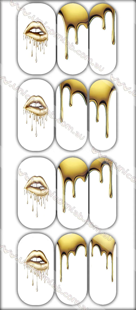 Gold Drip gold lips Waterslide Decals - Unicorn Lab