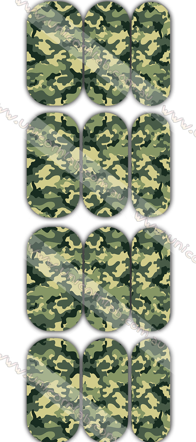 Green Camo Waterslide Decals - Emerson Crystals