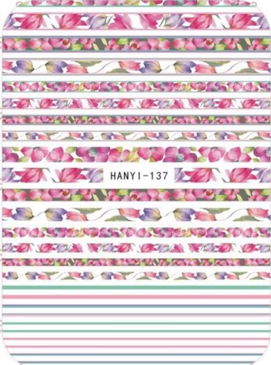Nail Sticker - Design H137 Flower Stripes