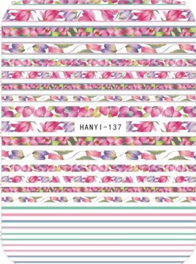 Nail Sticker - Design H137 Flower Stripes