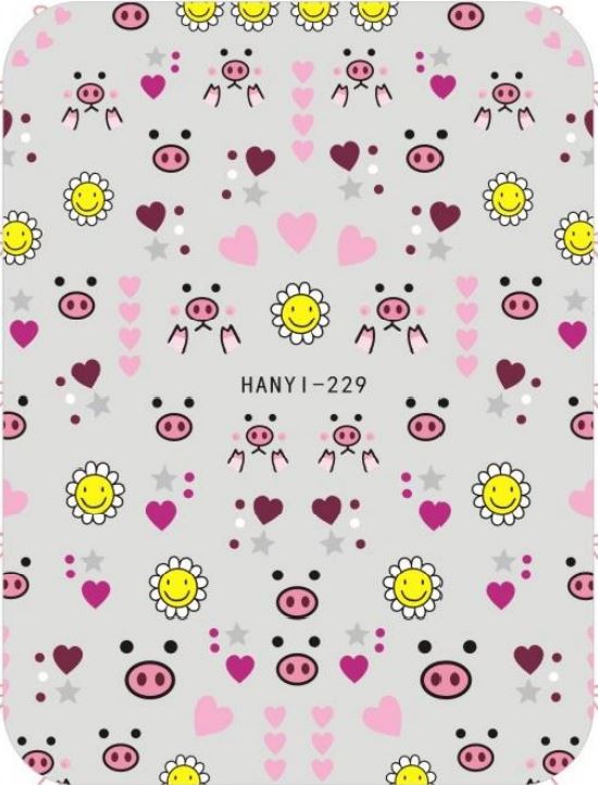 Nail Sticker - Design H229 Piggy