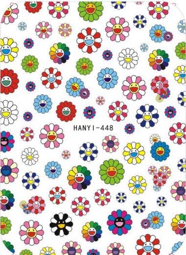 Nail Sticker - Design H448 Rainbow Flowers
