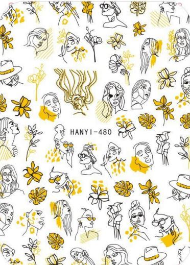 Nail Sticker - Design H480 Outlines