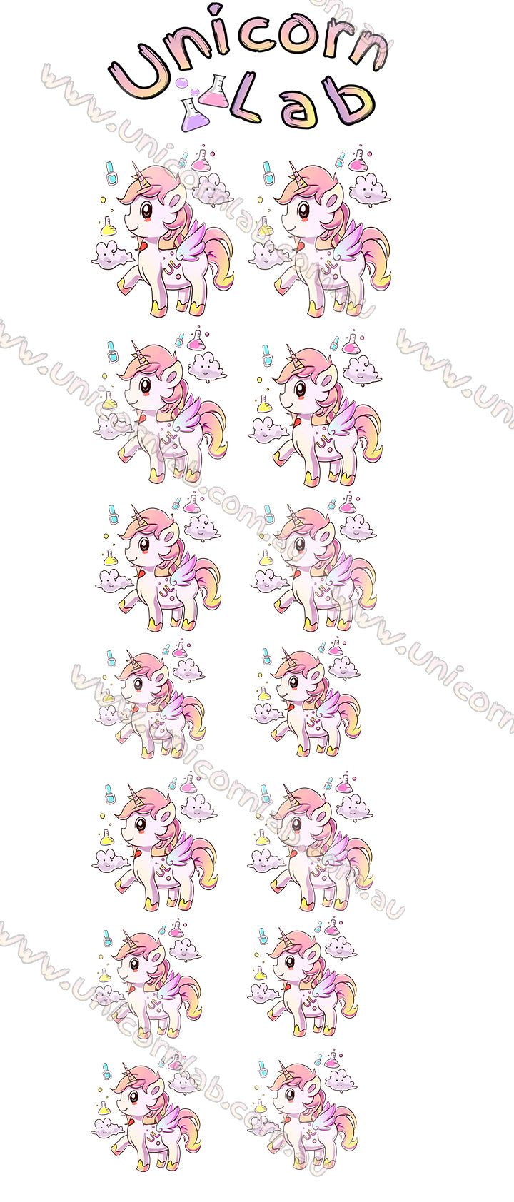 Unicorn Lulu Waterslide Decals