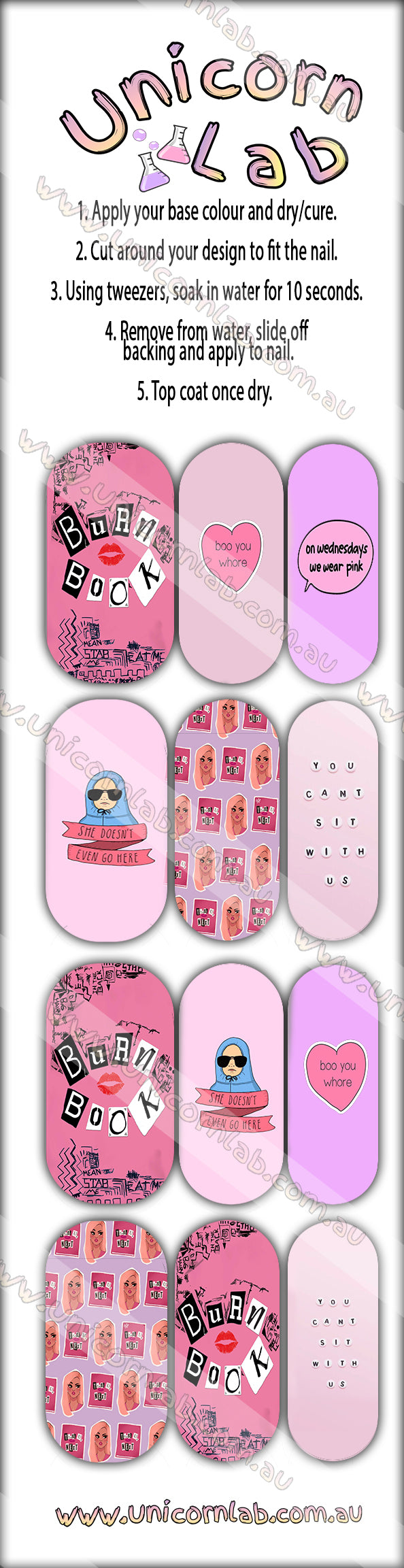 Mean Girls Waterslide Decals - Emerson Crystals