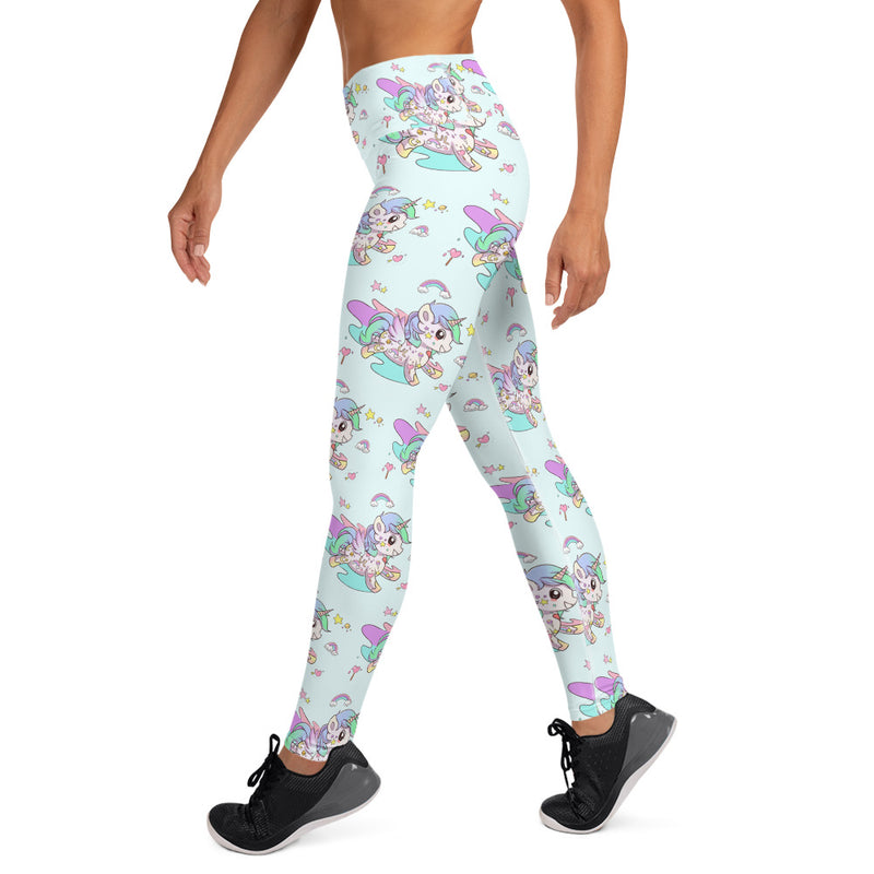 Baby Blue High Waisted Tattoo Yoga Leggings - Emerson Crystals