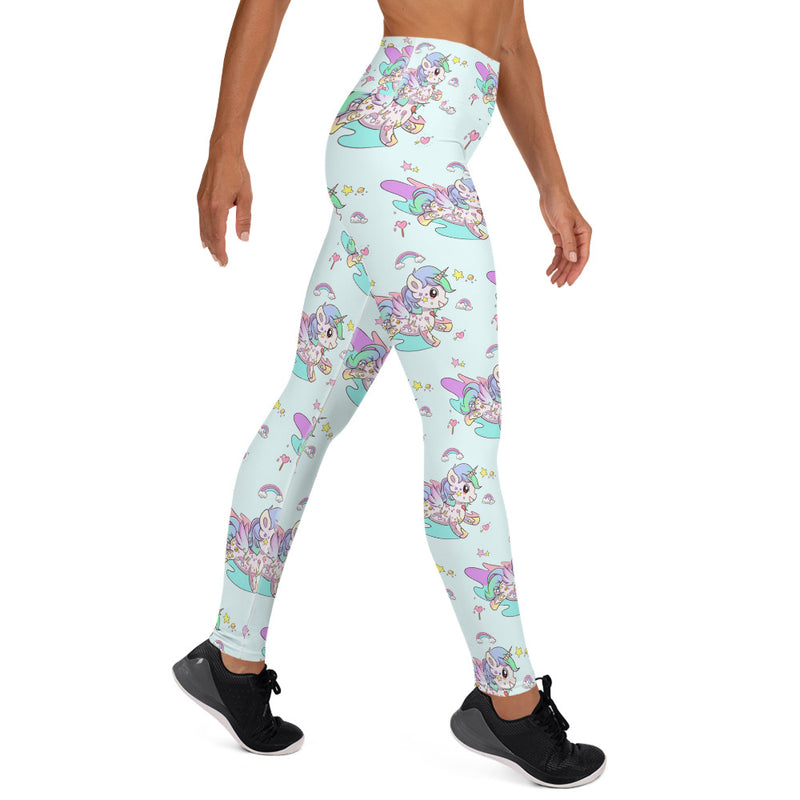 Baby Blue High Waisted Tattoo Yoga Leggings - Emerson Crystals
