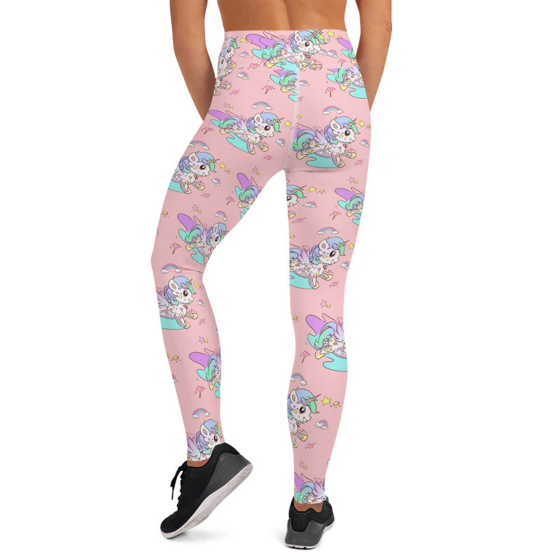 Pink High Waisted Tattoo Yoga Leggings - Emerson Crystals