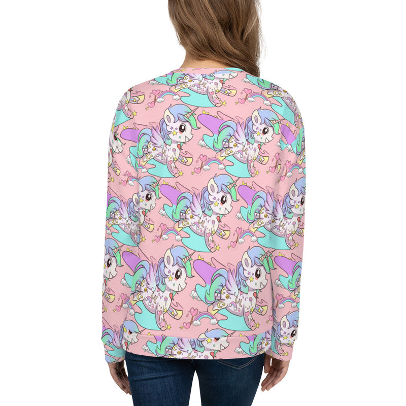 Pastel Pink Tattoo Unicorn Unisex Sweatshirt - Emerson Crystals