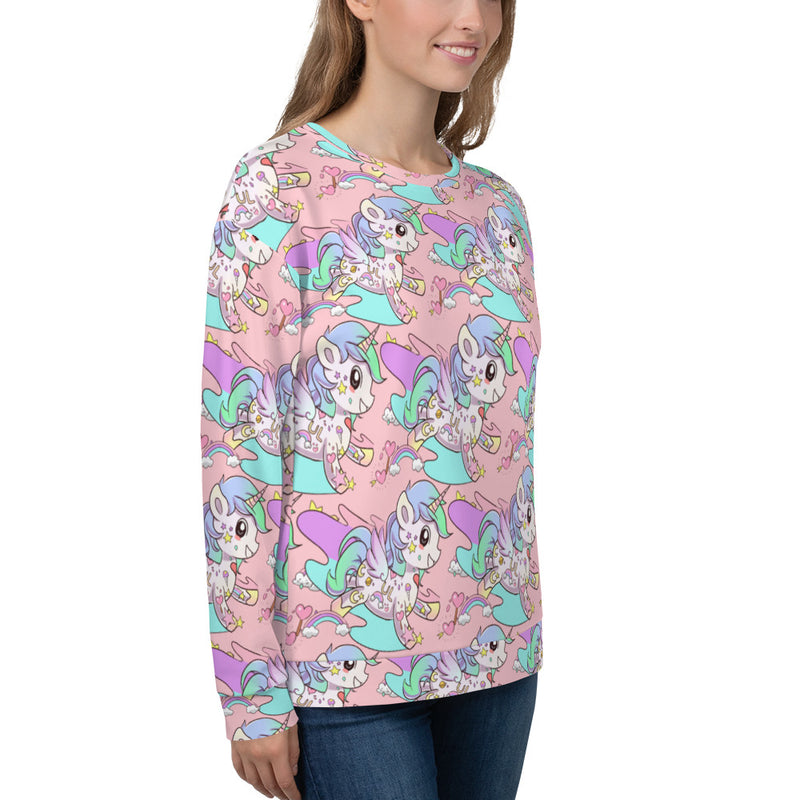 Pastel Pink Tattoo Unicorn Unisex Sweatshirt - Emerson Crystals