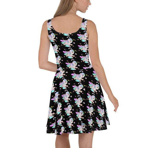 Black Tattoo Unicorn Skater Dress - Emerson Crystals