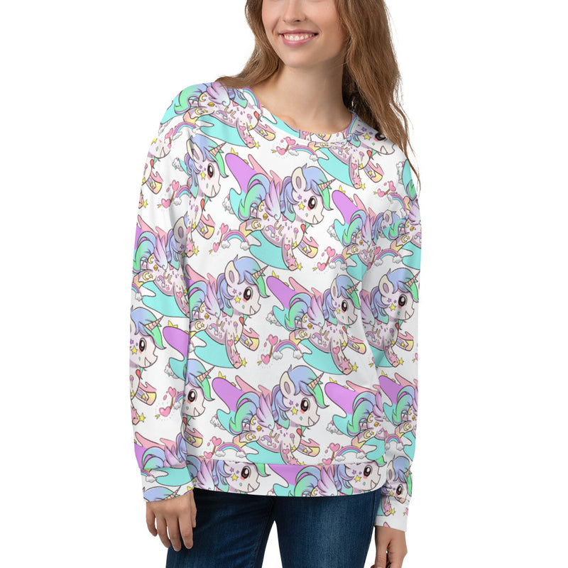 White Tattoo Unicorn Unisex Sweatshirt - Emerson Crystals