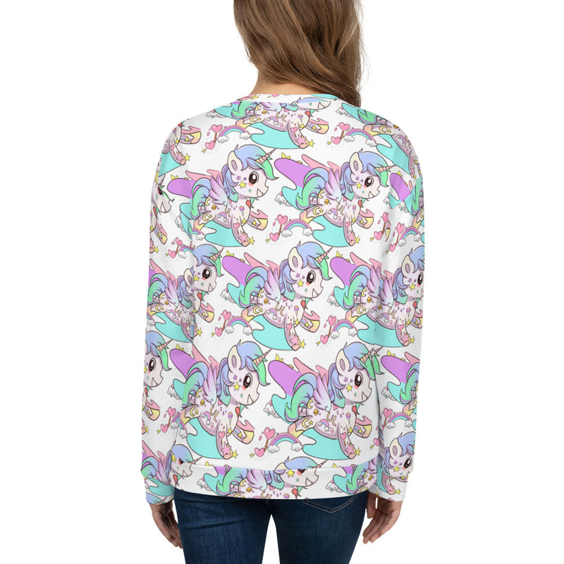 White Tattoo Unicorn Unisex Sweatshirt - Emerson Crystals