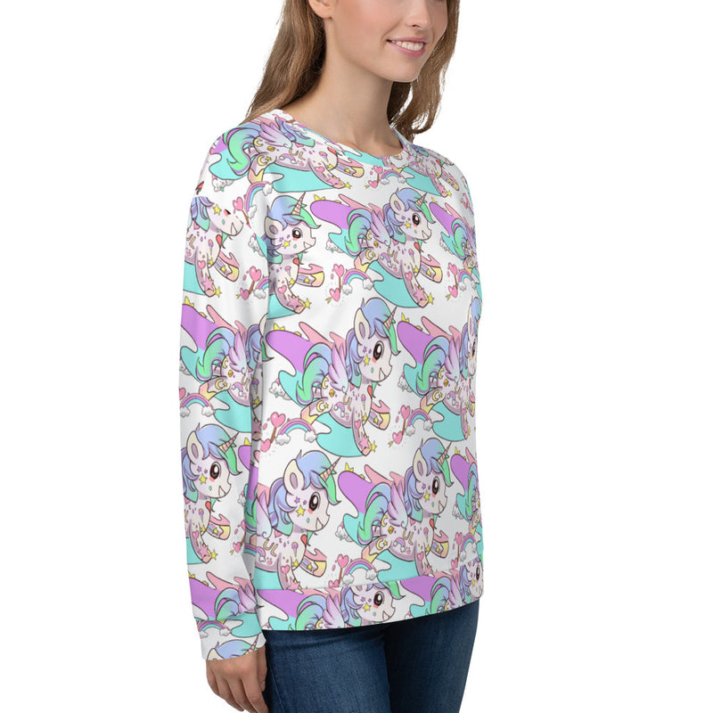 White Tattoo Unicorn Unisex Sweatshirt - Emerson Crystals