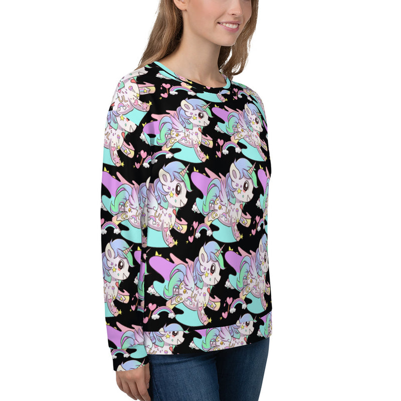 Black Tattoo Unicorn Unisex Sweatshirt - Emerson Crystals