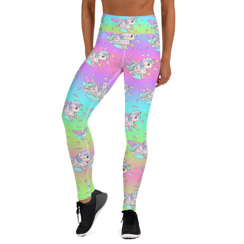 Rainbow High Waisted Tattoo Yoga Leggings - Emerson Crystals