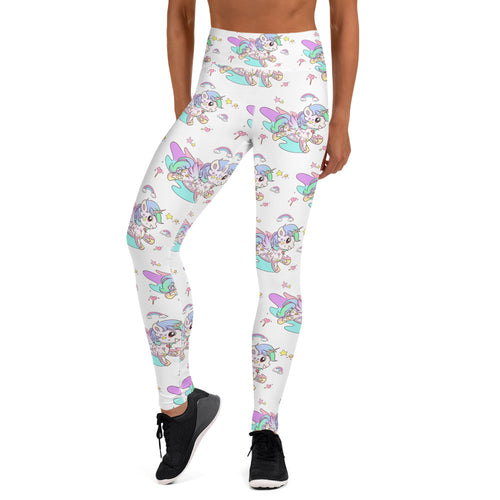 White High Waisted Tattoo Yoga Leggings - Emerson Crystals