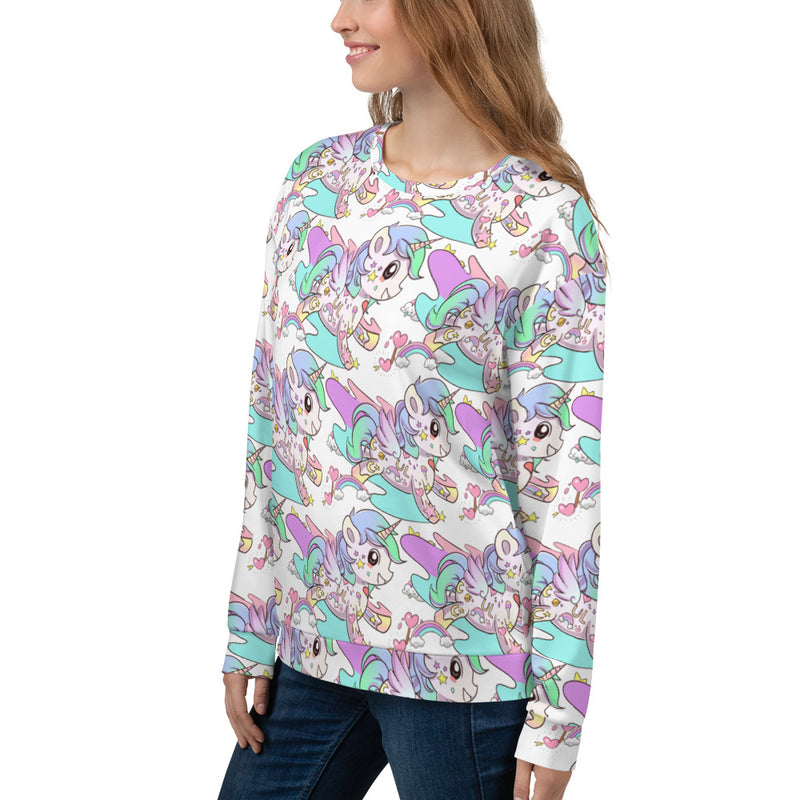 White Tattoo Unicorn Unisex Sweatshirt - Emerson Crystals