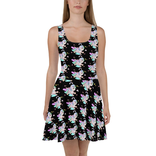 Black Tattoo Unicorn Skater Dress - Emerson Crystals