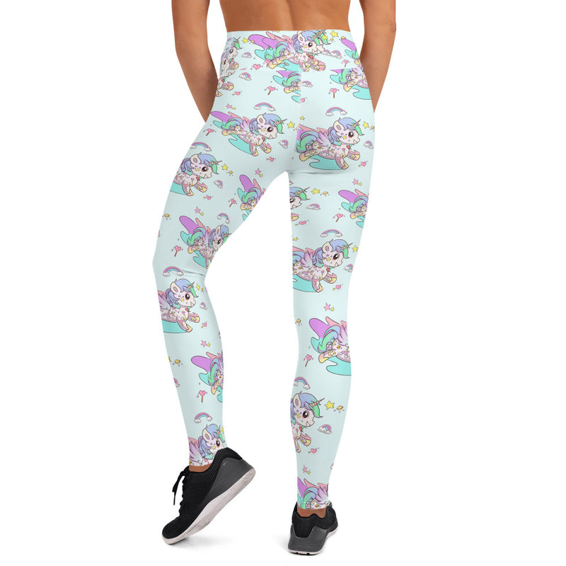 Baby Blue High Waisted Tattoo Yoga Leggings - Emerson Crystals