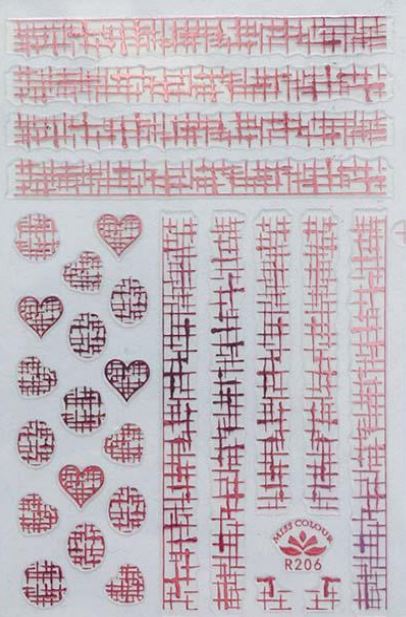 Nail Sticker - Design R206 Rose Pink Mesh