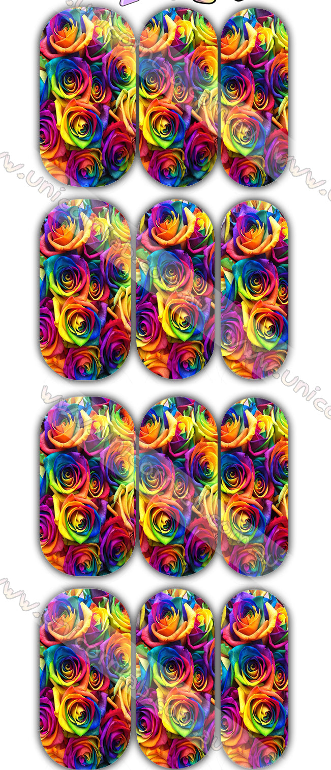 Rainbow Roses Waterslide Decals