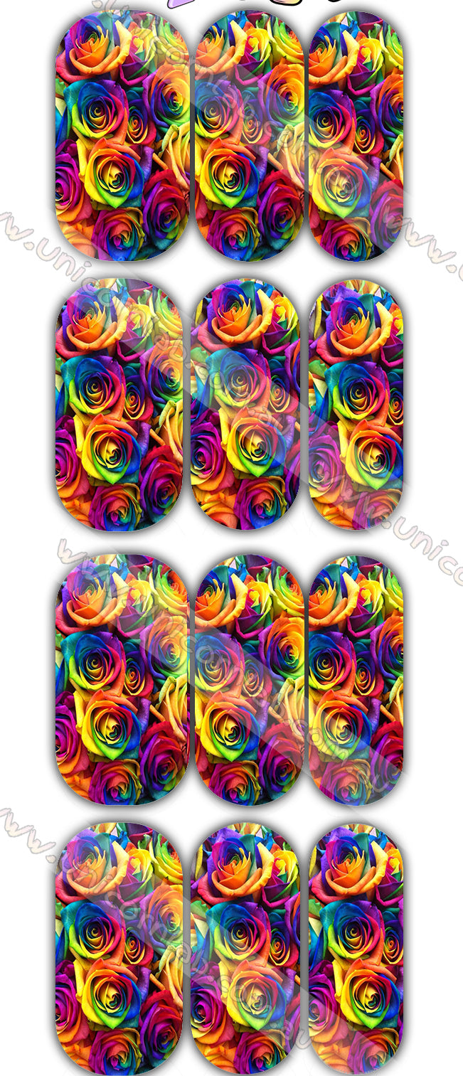 Rainbow Roses Waterslide Decals