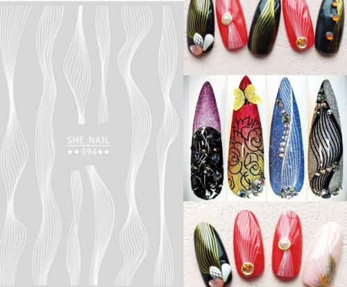 Nail Sticker - Design SH94 WHITE - Emerson Crystals