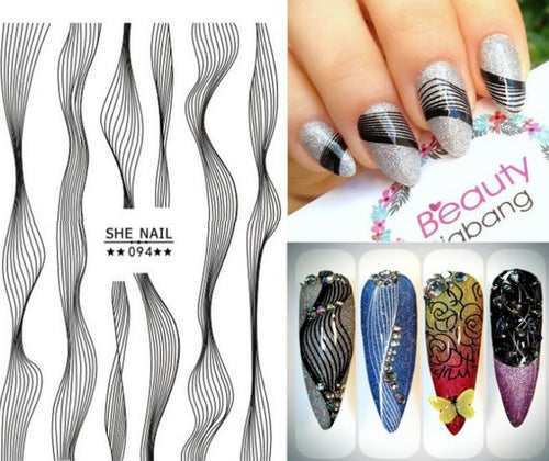 Nail Sticker - Design SH94 BLACK - Emerson Crystals