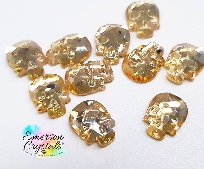 Light Gold Skull Rhinestone 6mm x5 - Emerson Crystals