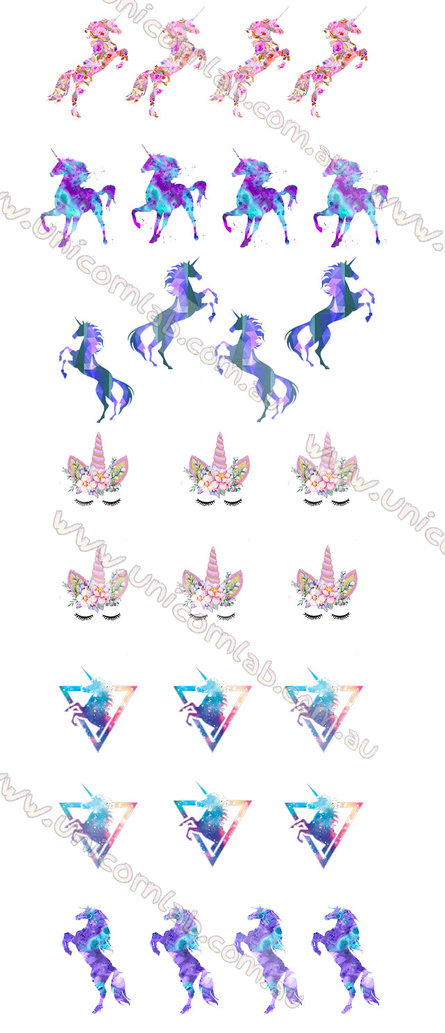 Rainbow Unicorn Waterslide Decals