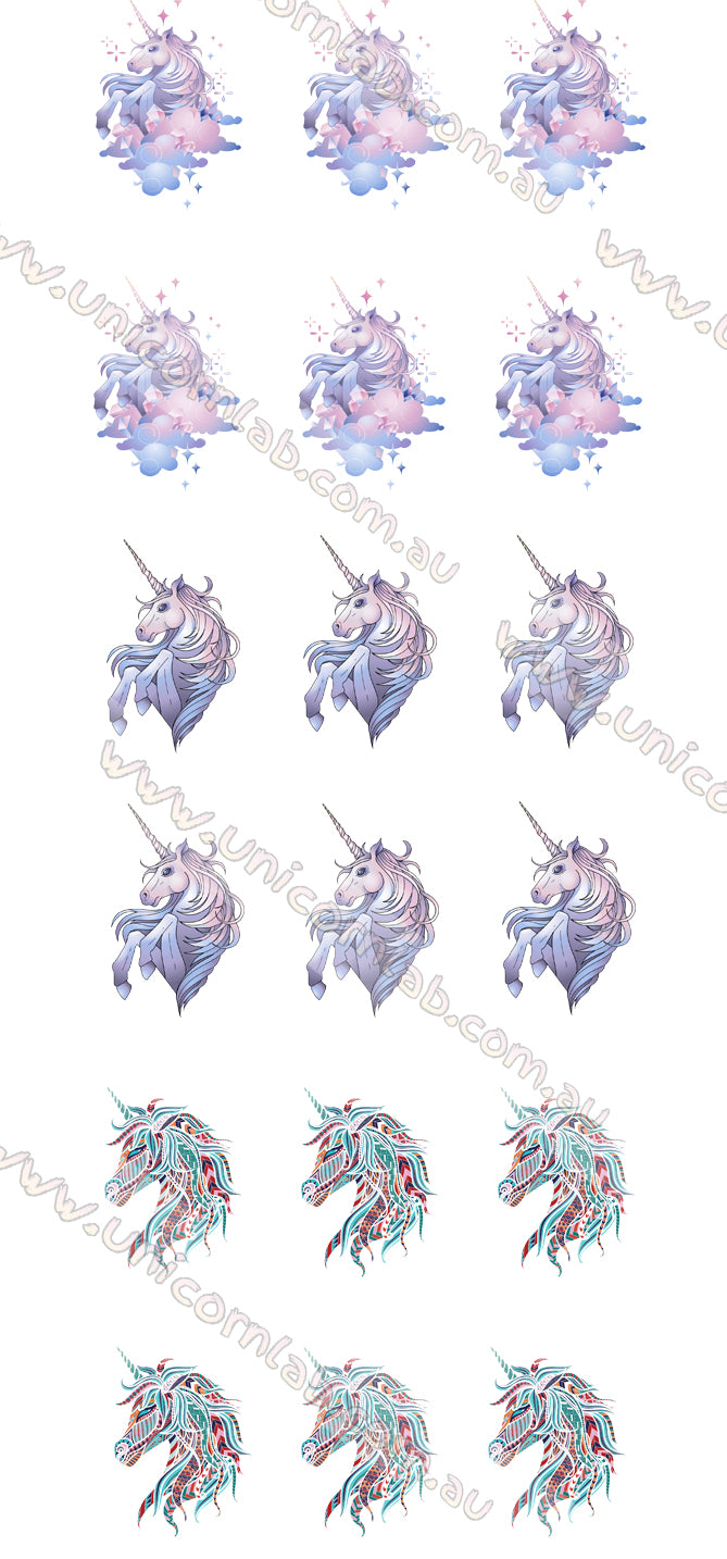 Unicorn Heads Waterslide Decals