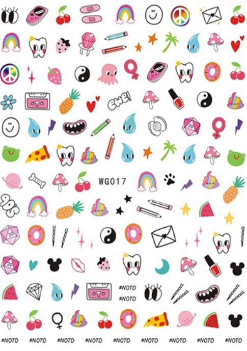 Nail Sticker - Design WG17 - Rainbow Kawaii