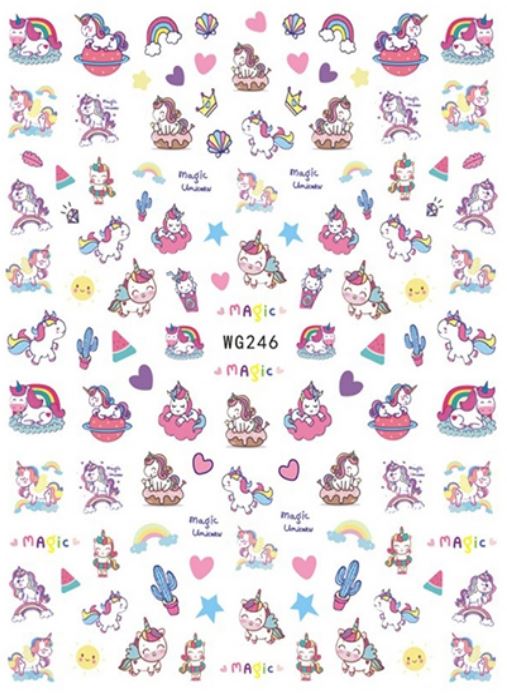 Nail Sticker - Design WG246 Unicorns