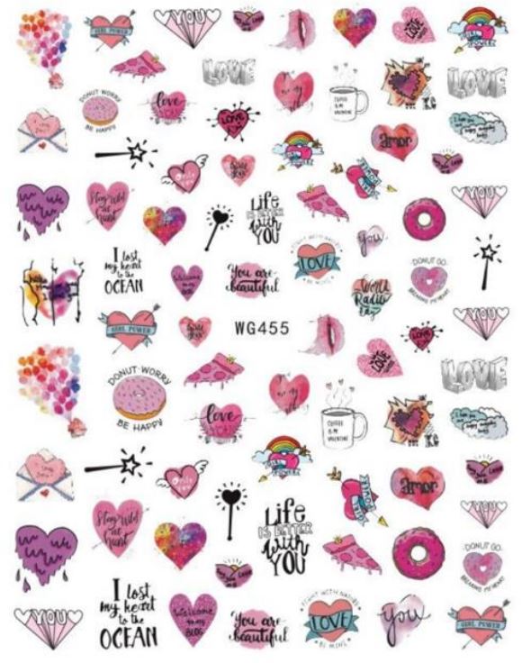 Nail Sticker - Design WG455 Heart Designs
