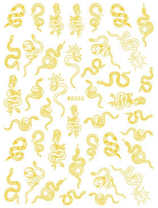Nail Sticker - Design WG555 Gold Chrome Snakes