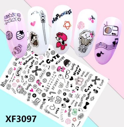 Nail Sticker - Design F3097 - Kawaii