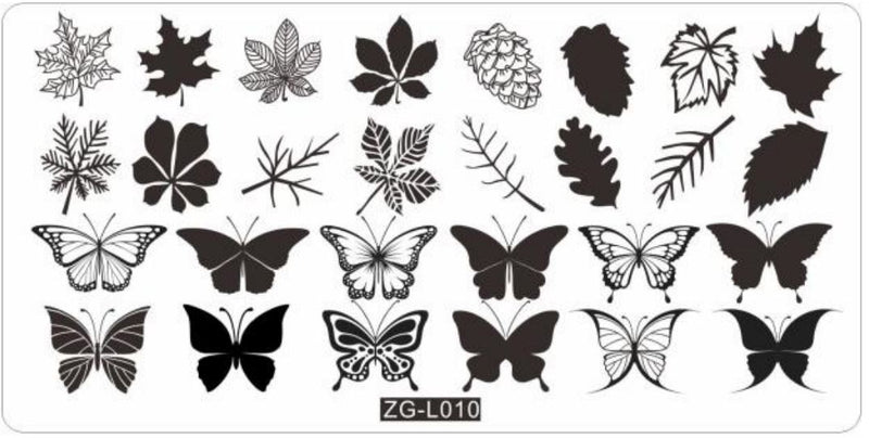 Stamping Plate - ZGL010 Butterflies & Leaves